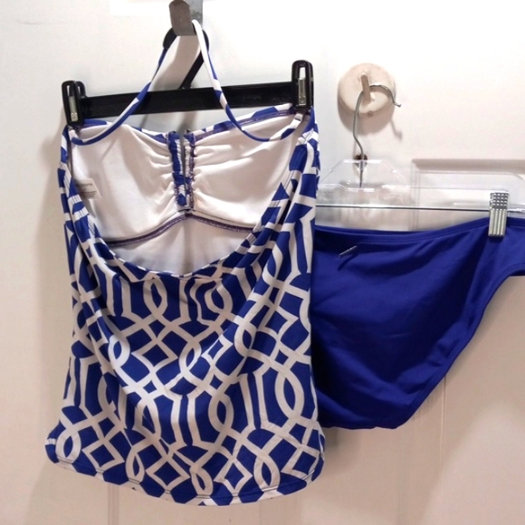 Liz Clairborne Blue/White Graphic Two Piece Size 8 - Picture 3 of 8